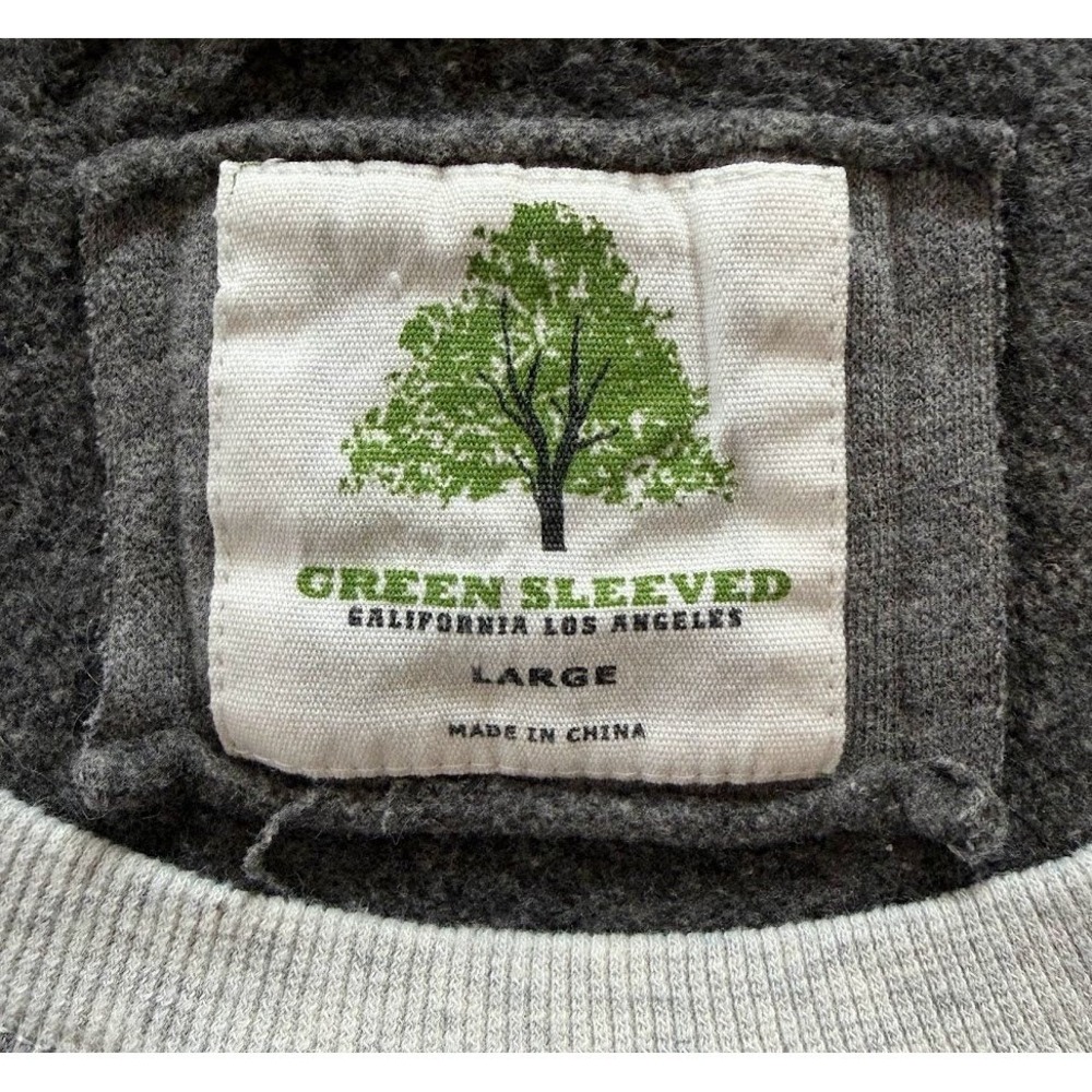 Green Sleeved LA Cali Logo California Raglan Sweatshirt‎ Gray Pocket Large Y2K - Picture 4 of 10